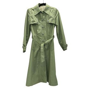 Miss Dannimac Vintage Green Trench Coat Belt Made In England Small Classic